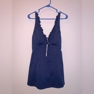 (12) Calypso Cove Navy One Piece Swim Dress Swimwear